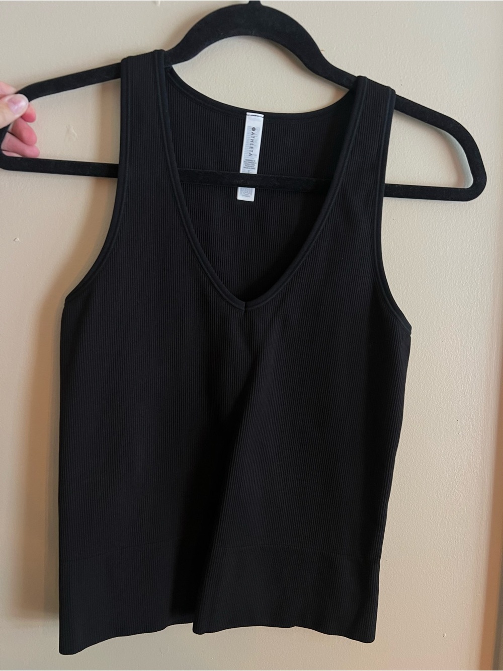 Athleta Black Ribbed V-Neck Tank
